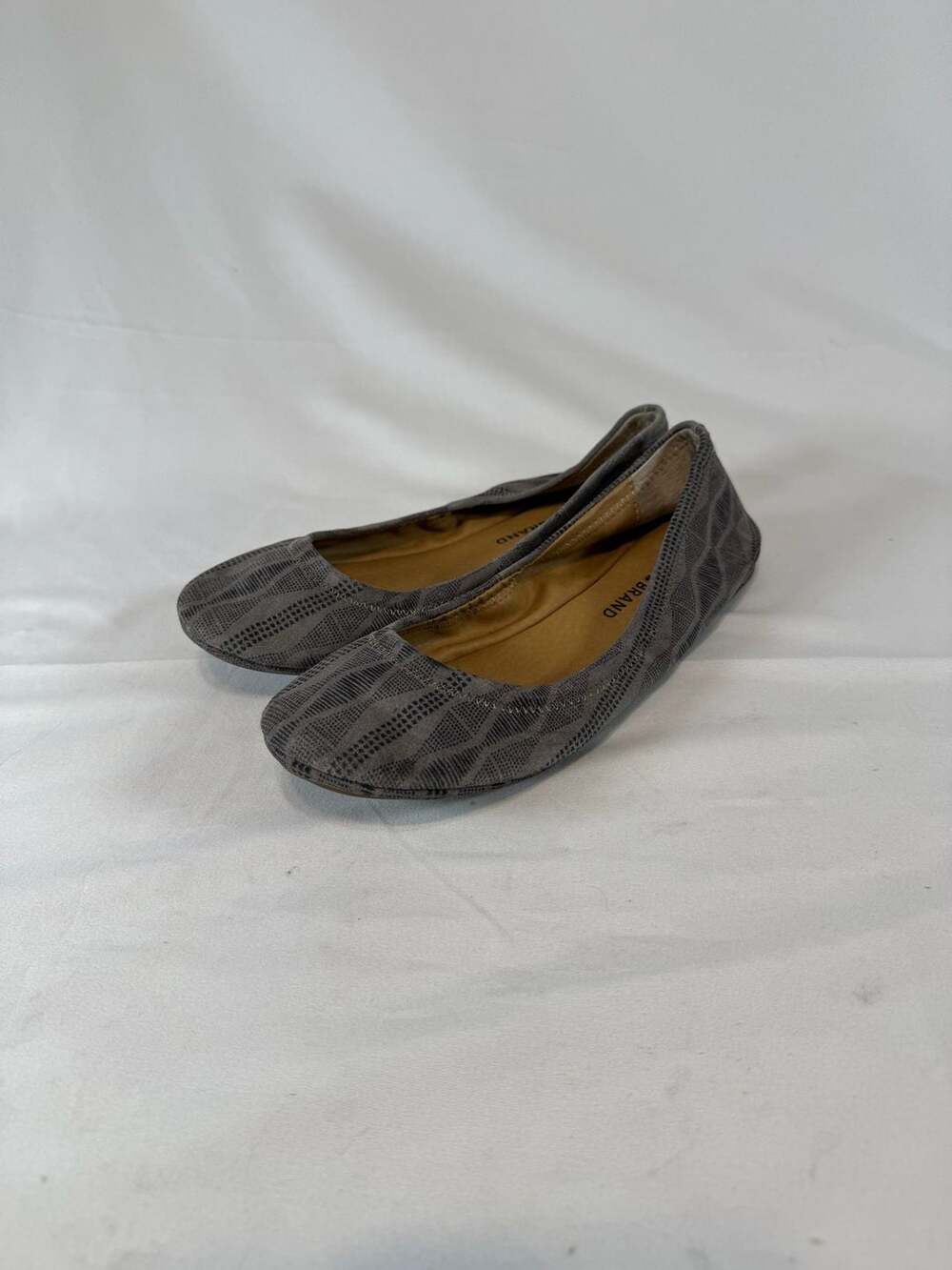Lucky Brand Womens Emmie Ballet Flats Gray Geometric Slip On Shoes Size 7 Ballet